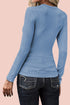 U Neck Button Knit Long Sleeve Top